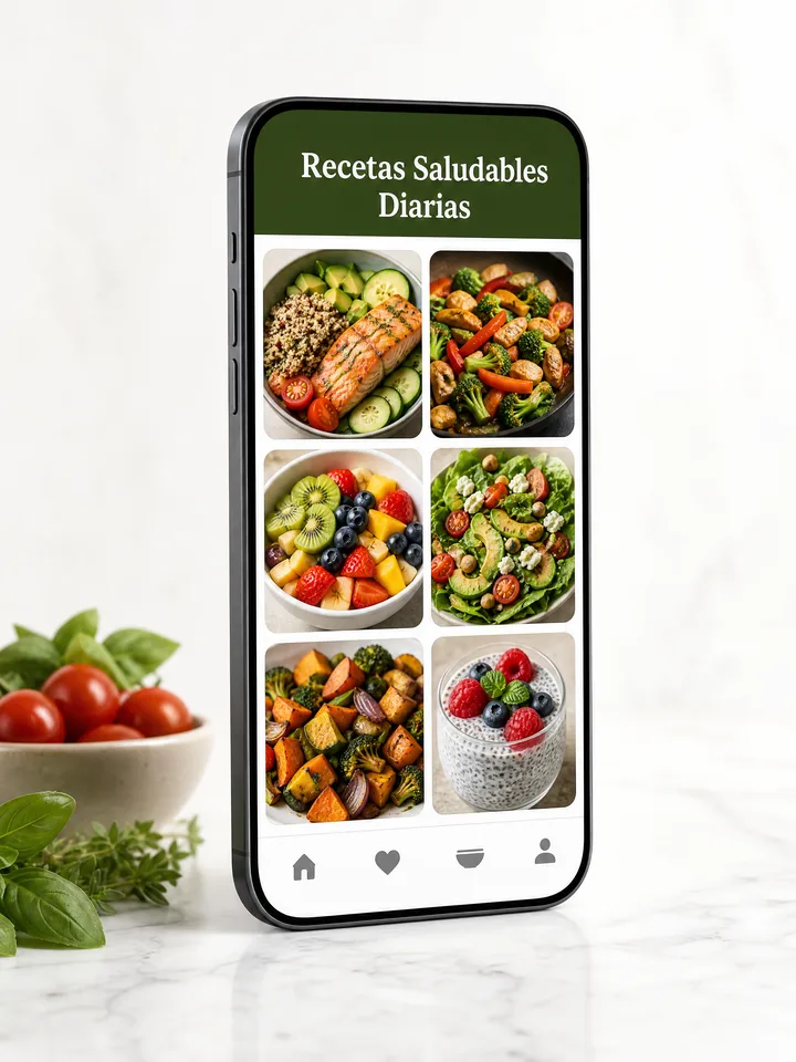 La app Recetas Saludables Diarias en el teléfono